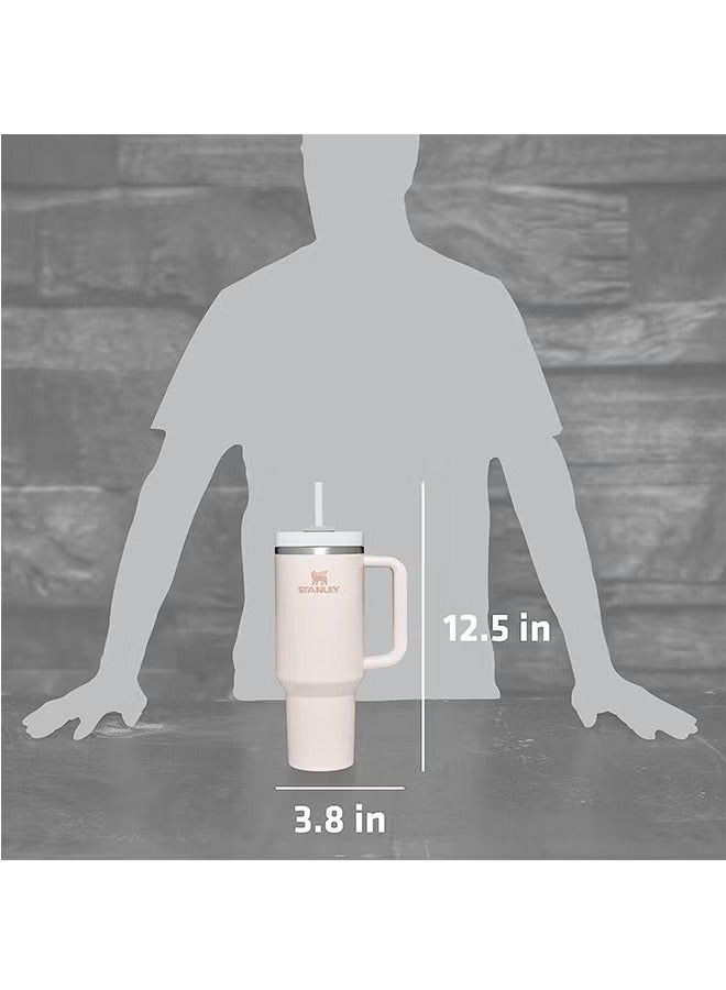 ستانلي كوب Quencher H2.0 FlowState معزول بالفراغ من الفولاذ المقاوم للصدأ مع غطاء وقشة للماء والشاي المثلج أو القهوة والعصائر وغيرها، من الكوارتز الوردي، 40 أونصة من الفولاذ المقاوم للصدأ 32 × 15 × 10 سم - Image 3