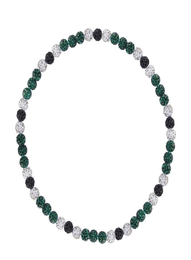 EXPHAIN Athletics Baseball Necklace - Unisex Rhinestone Discoball Necklace - Green/Black/White - 20 Inches for Baseball Fans, Unisex, All Ages - Image 1