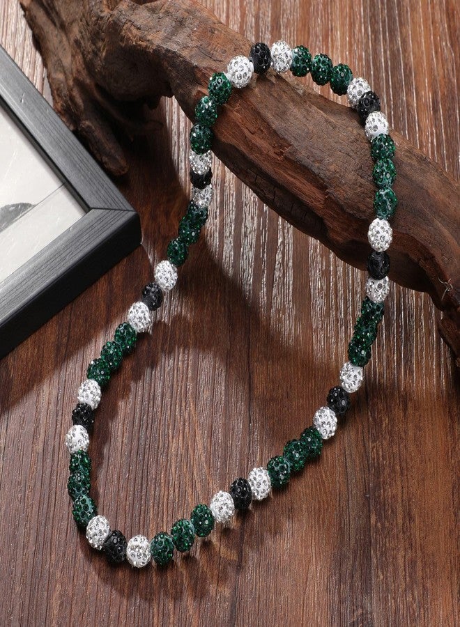 EXPHAIN Athletics Baseball Necklace - Unisex Rhinestone Discoball Necklace - Green/Black/White - 20 Inches for Baseball Fans, Unisex, All Ages - Image 4