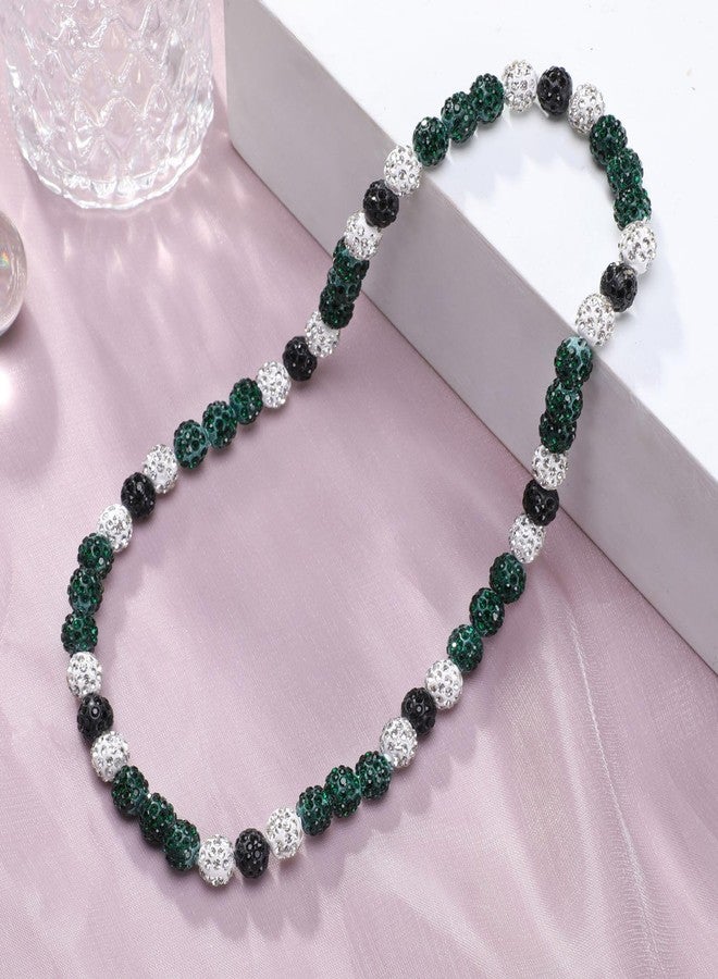 EXPHAIN Athletics Baseball Necklace - Unisex Rhinestone Discoball Necklace - Green/Black/White - 20 Inches for Baseball Fans, Unisex, All Ages - Image 3