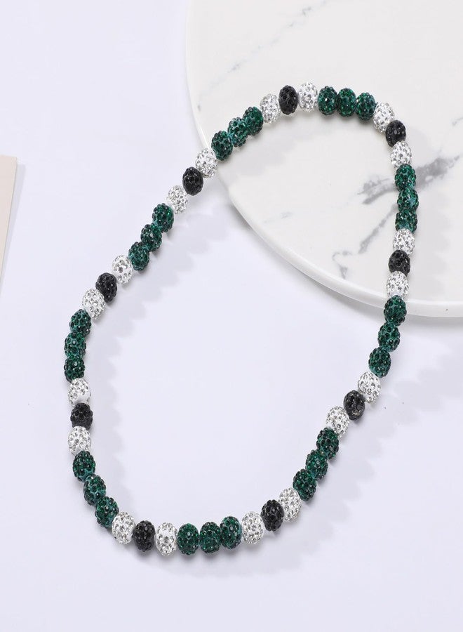 EXPHAIN Athletics Baseball Necklace - Unisex Rhinestone Discoball Necklace - Green/Black/White - 20 Inches for Baseball Fans, Unisex, All Ages - Image 2