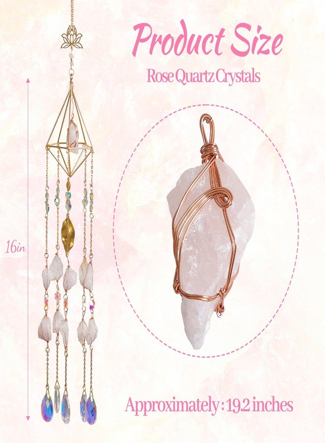 Dreamsum Rose Quartz Crystal Window Suncatcher, Dreamsum Healing Rose Quartz Crystal Decor for Home Garden, Gift for Christmas Birthday Valentine Mothers Day to Lover Parents Friends - Image 2