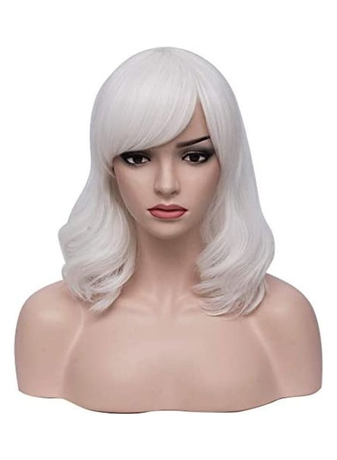 بيرون باروكة بوب بقصّة شعر قصيرة ومموجة أبيض 8بوصة