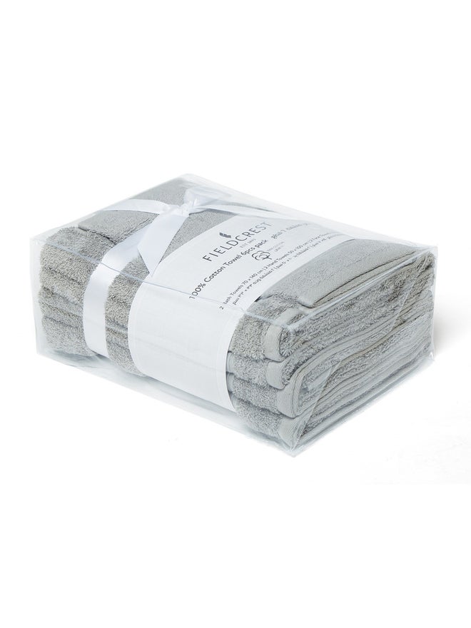 FIELDCREST 6-Piece Plain Bath Towel 500 Gsm 500 Gsm Drizzle - Image 5