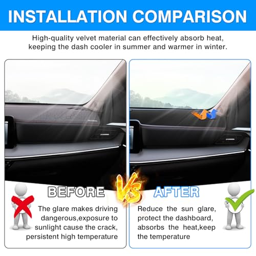 Autorder Dashboard Cover Mat for Nissan Kicks 2025 2026 Accessories Dash Cover Upgrade Velvet Dash Mat Sunshade Glare UV Rays Protector - Image 3