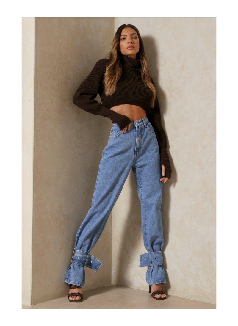 Miss Pap - Buckle Ankle Tie Detail Straight Leg Jean - Image 1