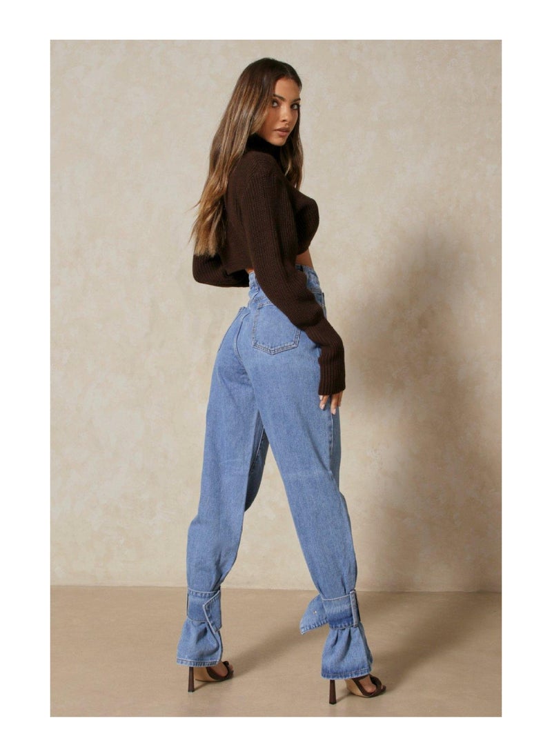 Miss Pap - Buckle Ankle Tie Detail Straight Leg Jean - Image 1
