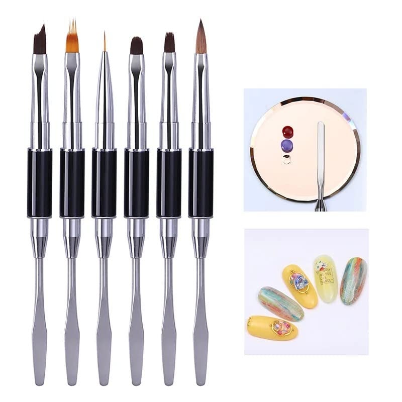 NAILWIND DualEnded Poly Nail Gel Brush and Picker 6 Pcs Set 2 In 1 Design Nail Brush Gel Nail Tool for Poly UV Gel Acrylic Nails Extension - Image 2