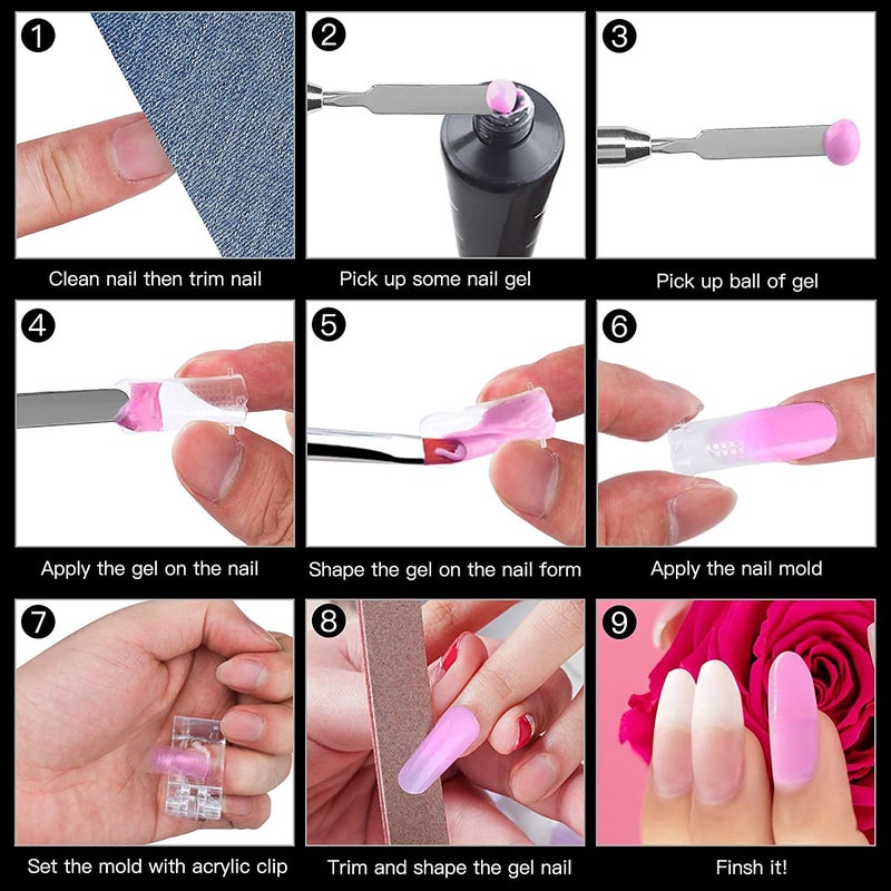 NAILWIND DualEnded Poly Nail Gel Brush and Picker 6 Pcs Set 2 In 1 Design Nail Brush Gel Nail Tool for Poly UV Gel Acrylic Nails Extension - Image 5