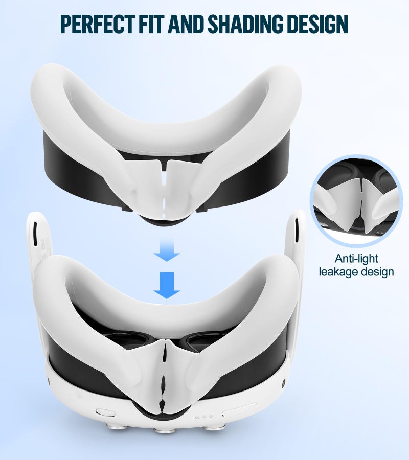 YRXVW Silicone Cover Set Compatible with Meta Oculus/Quest 3, VR Accessories Protective Cover Includes Controller Grips, Front Shell Headset Cover and Face Cover, Not Fit Quest 3S (White) - Image 5