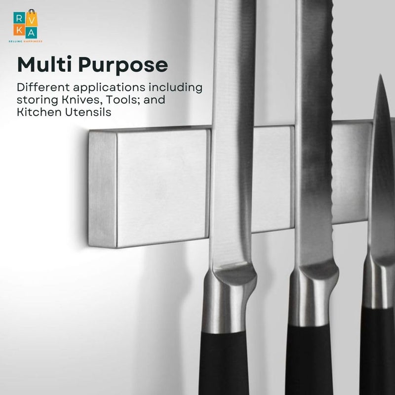 RVKA 16 Inch Stainless Steel Magnetic Knife Bar with MultiPurpose Functionality as a Knife Holder Knife Strip Magnetic Tool Rack for Home Kitchen Organizer - Image 2