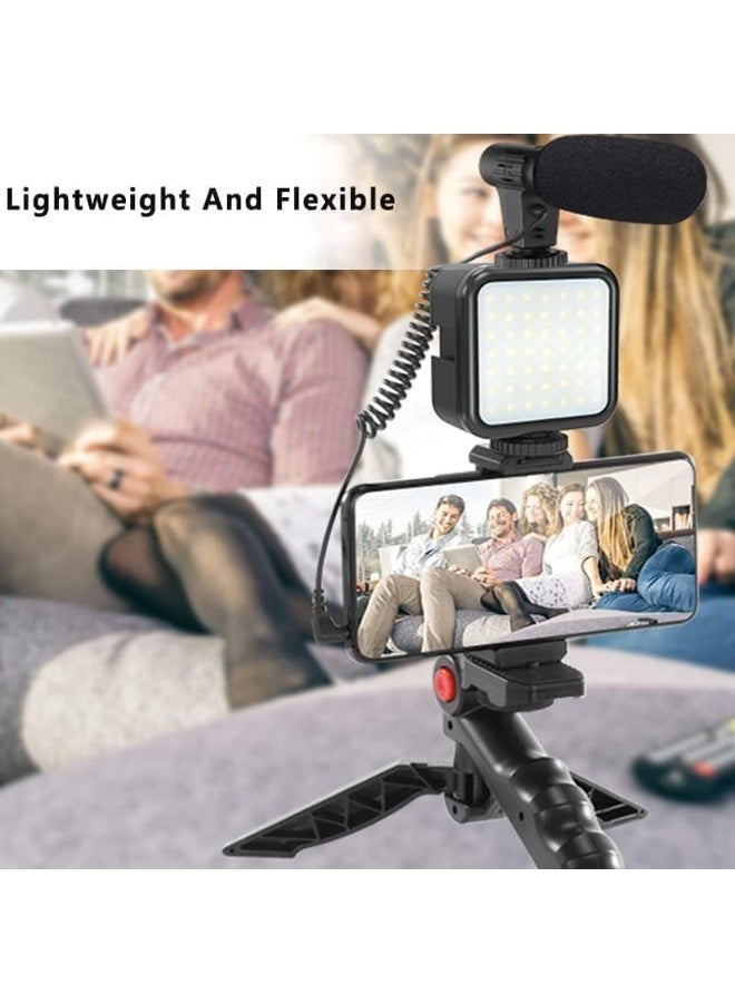 MUNTAQI Vlogging Studio Kit with Microphone, LED Fill Light & Mini Tripod – All-in-One Video Recording Kit for YouTube, TikTok, Live Streaming, Content Creators, Photography & Video Shooting Setup - Image 4