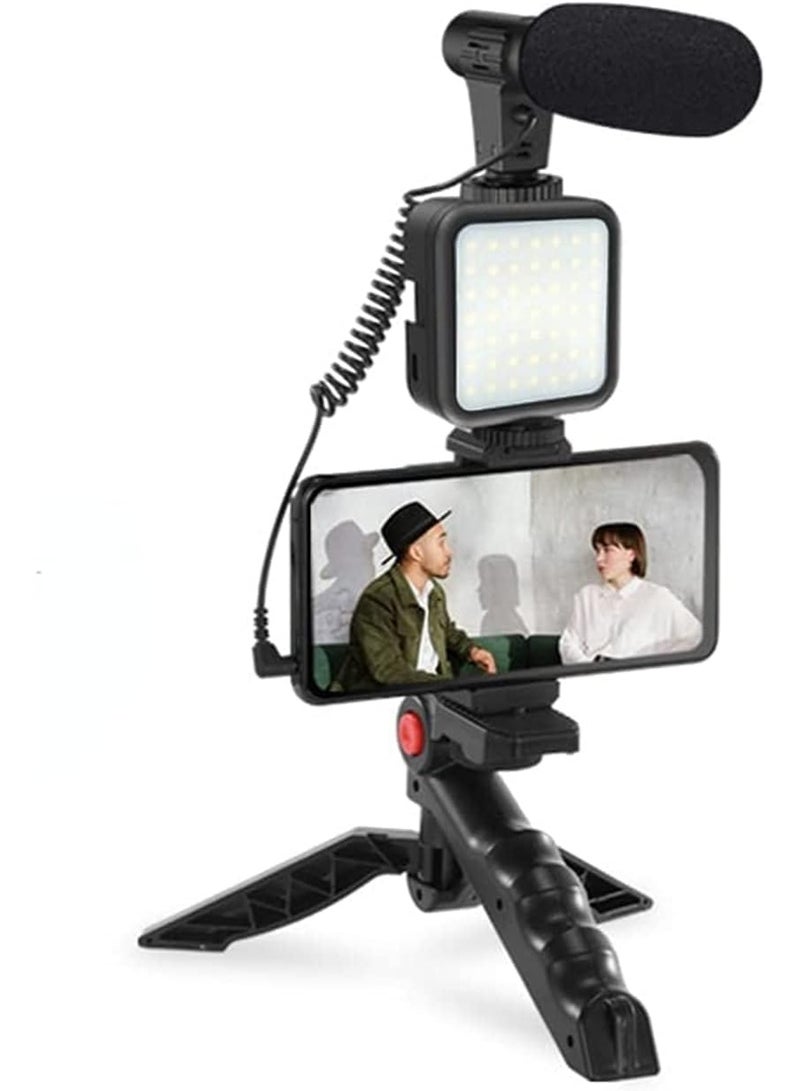 MUNTAQI Vlogging Studio Kit with Microphone, LED Fill Light & Mini Tripod – All-in-One Video Recording Kit for YouTube, TikTok, Live Streaming, Content Creators, Photography & Video Shooting Setup - Image 1