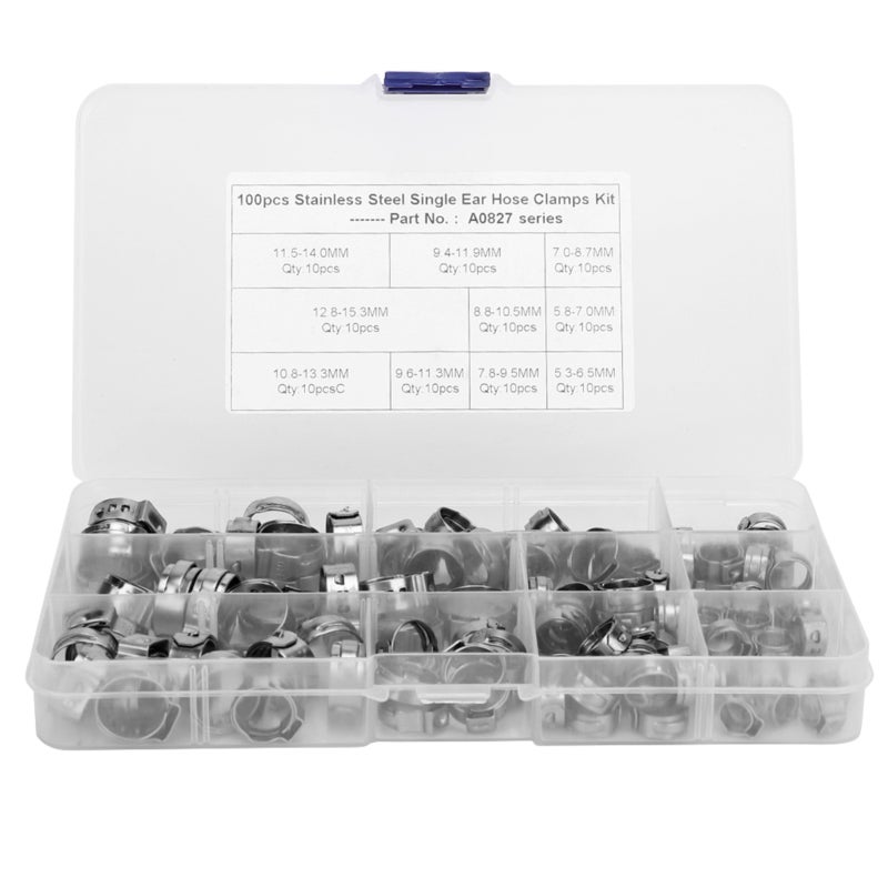 Stainless Steel Hose Clamp Assortment Kit - 360° Endless Design Corrosion Resistant Lightweight Crimp Hose Clamp for Small Cars, Trucks, Agricultural Vehicles - Image 2