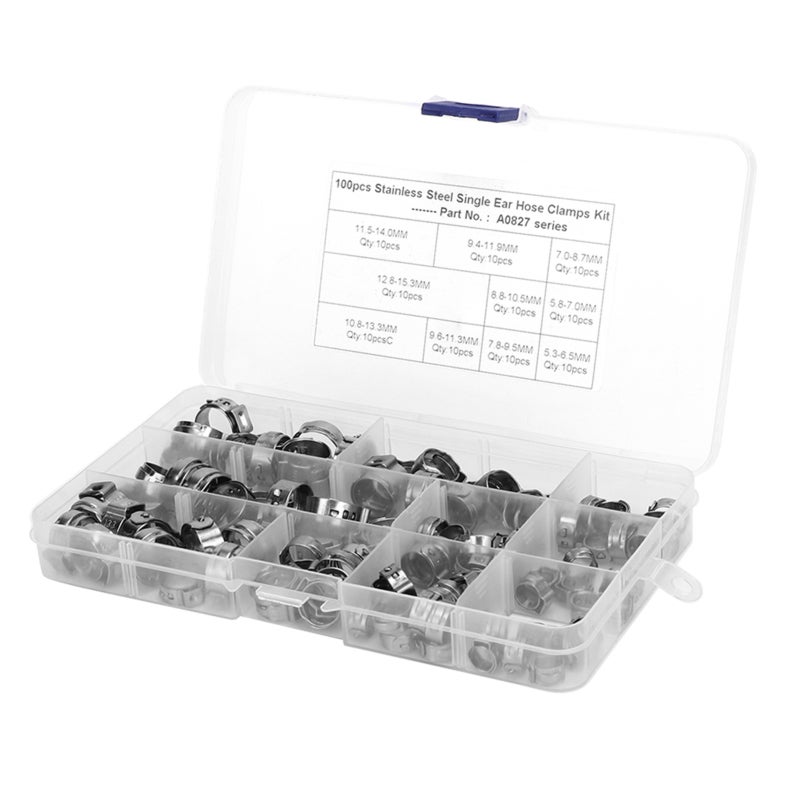 Stainless Steel Hose Clamp Assortment Kit - 360° Endless Design Corrosion Resistant Lightweight Crimp Hose Clamp for Small Cars, Trucks, Agricultural Vehicles - Image 3
