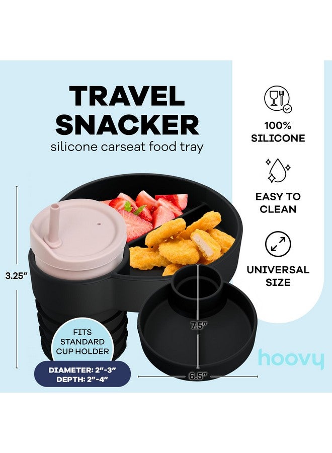 Hoovy Silicone Cup Holder Tray for Car Seat, Booster Seat, Stroller - Carseat Snack Trays for Kids Travel - Cup Holders Food Tray - Midnight 1 Pack - Image 2