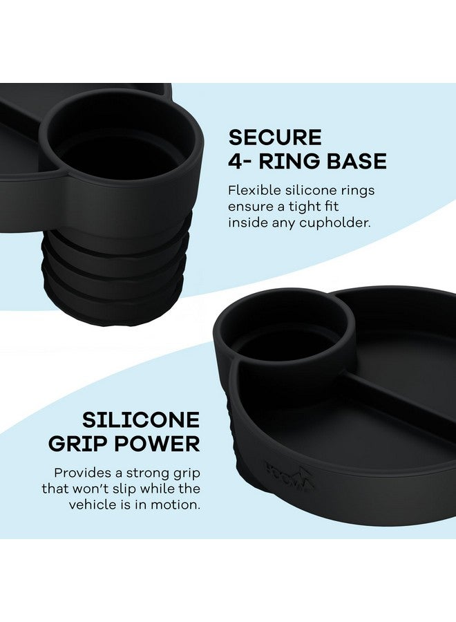 Hoovy Silicone Cup Holder Tray for Car Seat, Booster Seat, Stroller - Carseat Snack Trays for Kids Travel - Cup Holders Food Tray - Midnight 1 Pack - Image 4