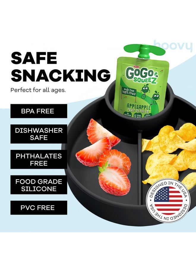 Hoovy Silicone Cup Holder Tray for Car Seat, Booster Seat, Stroller - Carseat Snack Trays for Kids Travel - Cup Holders Food Tray - Midnight 1 Pack - Image 5