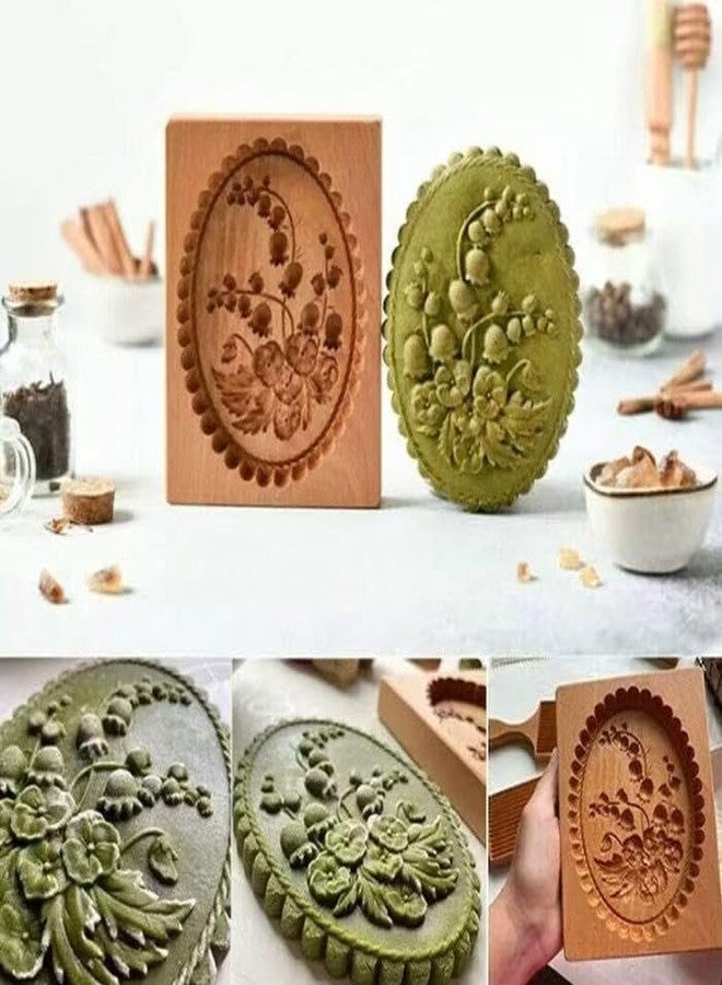 قالب خشبي منحوت على شكل كعكة الزنجبيل، قالب خبز خشبي ثلاثي الأبعاد، قوالب ضغط وختم البسكويت، قطاعة بسكويت، ختم بسكويت، قالب ختم بسكويت يمكنك صنعه بنفسك للهالوين وعيد الشكر وعيد الميلاد (بنفسجي - كبير) - Image 3