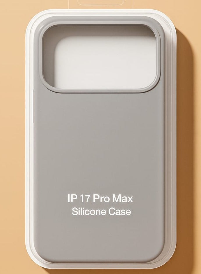 جراب سيليكون لجهاز iPhone 17 Pro Max - غطاء خلفي واقٍ مقاوم للصدمات، ناعم وخفيف الوزن، رمادي فاتح - Image 2