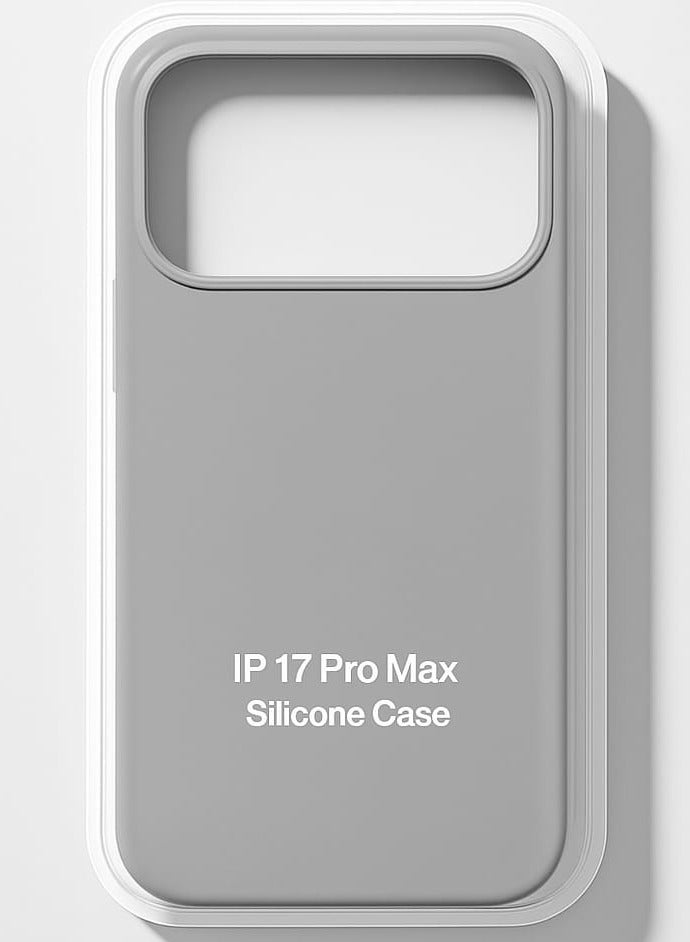 جراب سيليكون لجهاز iPhone 17 Pro Max - غطاء خلفي واقٍ مقاوم للصدمات، ناعم وخفيف الوزن، رمادي فاتح - Image 1