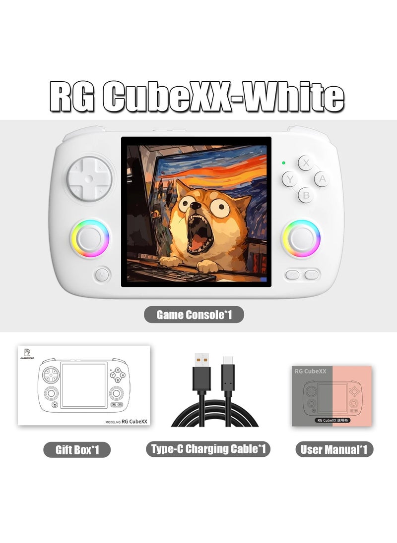 ANBERNIC  - RG CubeXX Retro Handheld Game Console 3.95 Inch IPS Screen Linux System Built In 128G TF Card 5056 Games Support HDMI TV Output 5G WiFi Bluetooth 4.2 (White) - Image 1