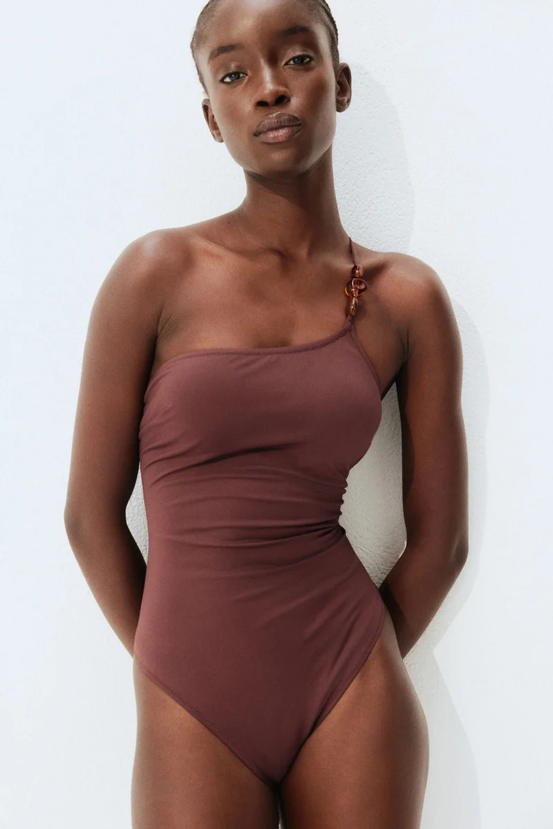 H&M Padded-cup one-shoulder swimsuit