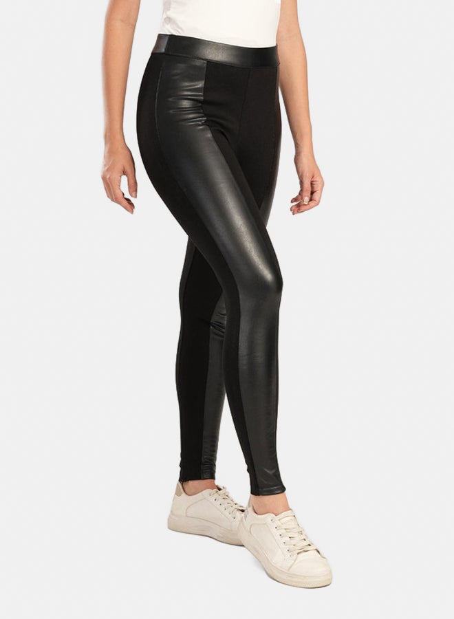 Clue Black Leather & Suede Pants - Image 3