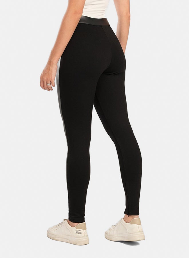 Clue Black Leather & Suede Pants - Image 4