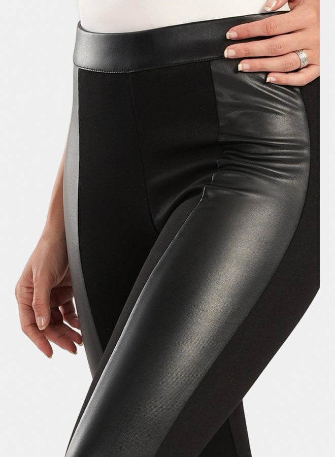 Clue Black Leather & Suede Pants - Image 5