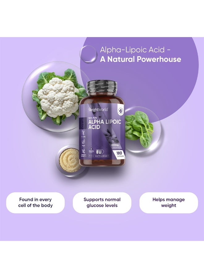 حمض ألفا ليبويك 650 ملغ – يدعم الصحة الداخلية ووظائف مضادات الأكسدة، 180 كبسولة، صنع في المملكة المتحدة - Image 2