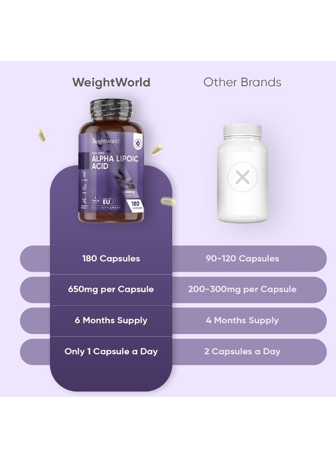 حمض ألفا ليبويك 650 ملغ – يدعم الصحة الداخلية ووظائف مضادات الأكسدة، 180 كبسولة، صنع في المملكة المتحدة - Image 3