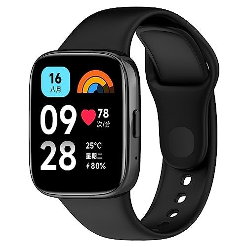 AWADUO Replacement Band Compatible with Redmi Watch 3/3 lite/3 Active, Silicone Wrist Watch Strap Bracelet Band, Soft And Durable(Black) - Image 1