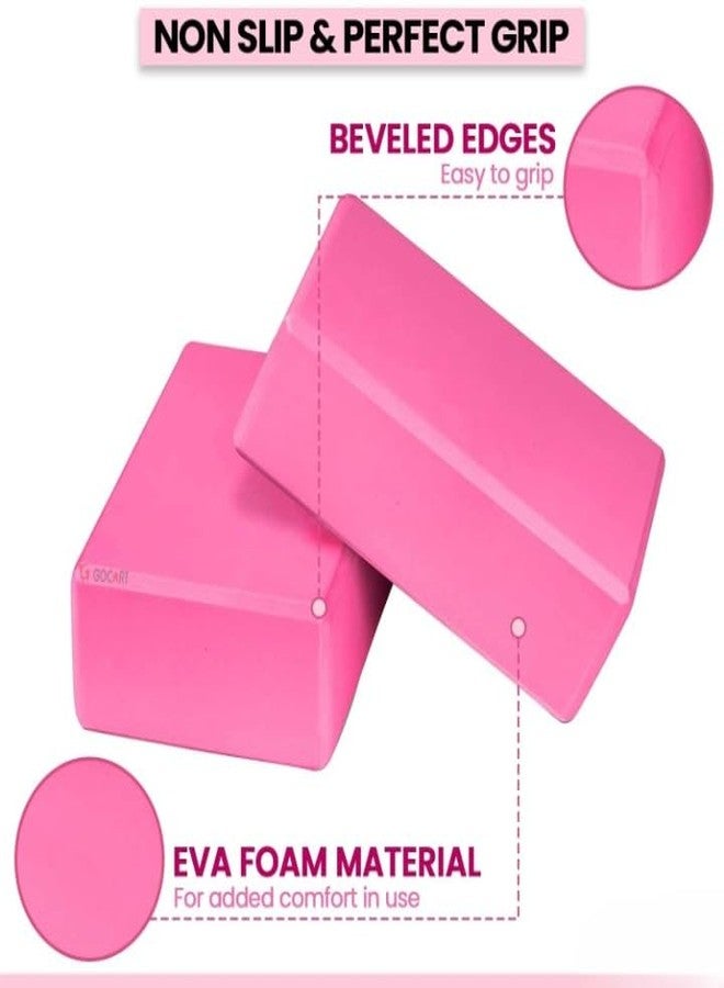 LRK Yoga Brick Fitness Brick Stretching Exercise Home Gym Sports Fitness Workout Pilates Brick (Pink) - Image 3