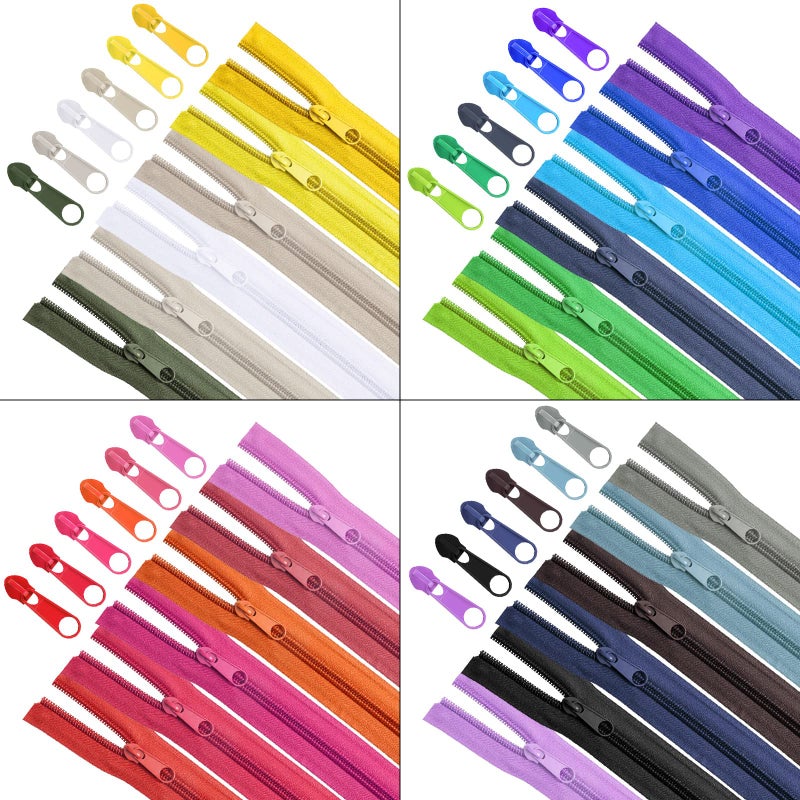 Syhood 24 Colors Zipper Repair Kit, #5 Nylon Coil Sewing Zippers Sewing Supplies Zipper Tape Zippers by The Yard with 96 Pcs Zip Pulls Sliders Purse Hardware for Bags Making(24yard,Colorful) - Image 3