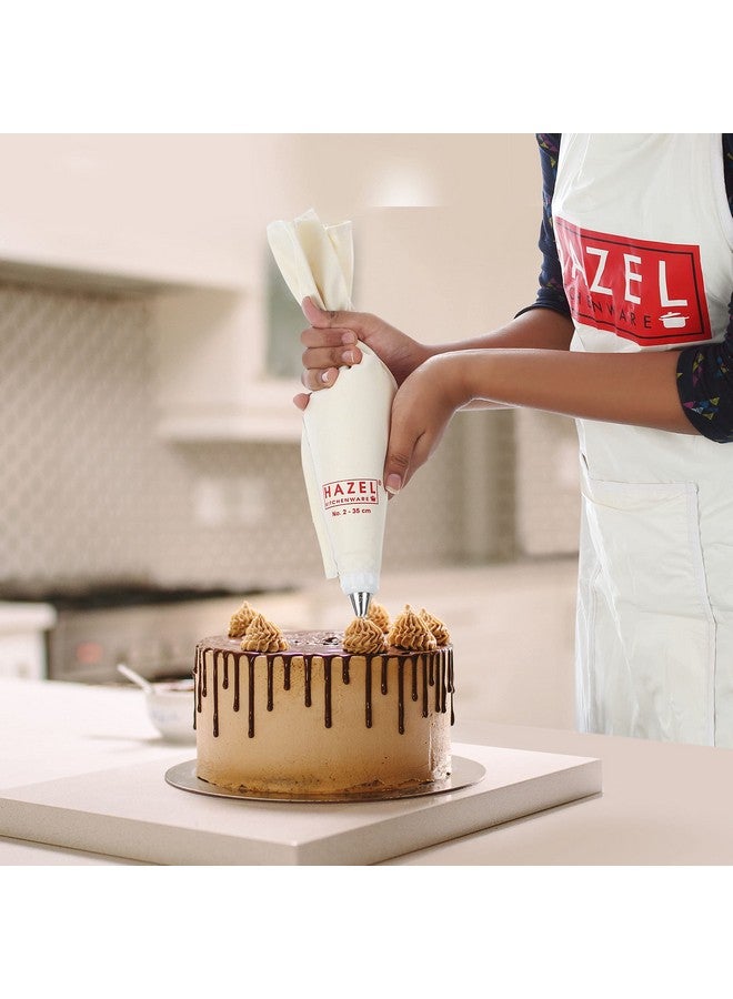 HAZEL Piping Bags with Nozzles Set | Big Size 35 cm 3 Nozzles Reusable Cake Icing Bag | Piping Bags for Cake Decoration Items (White) - Image 2