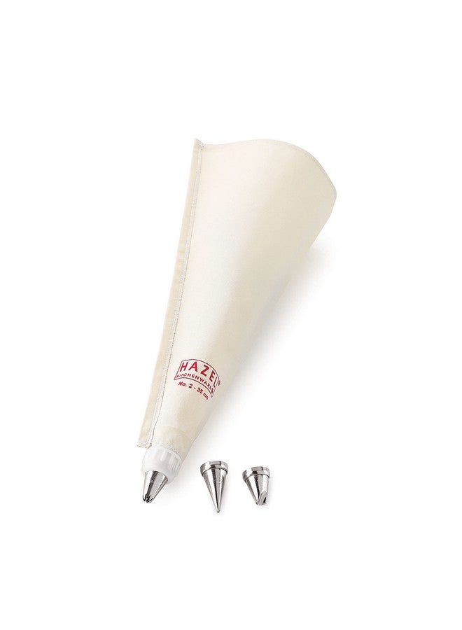 HAZEL Piping Bags with Nozzles Set | Big Size 35 cm 3 Nozzles Reusable Cake Icing Bag | Piping Bags for Cake Decoration Items (White) - Image 3