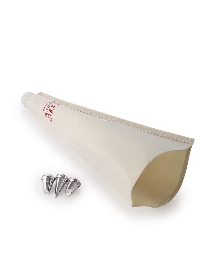 HAZEL Piping Bags with Nozzles Set | Big Size 35 cm 3 Nozzles Reusable Cake Icing Bag | Piping Bags for Cake Decoration Items (White) - Image 4
