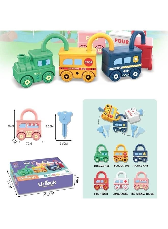 Montessori Learning Toys Sorting & Matching Locks and Keys Toddlers Sensory Car Activity Fine Motor Toy, Birthday Gifts for Kids Age 2-5 Years  - Image 1