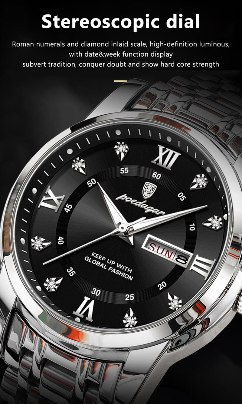 POEDAGAR Watches for Men ,Waterproof Luminous Men's Watch Quartz-Case 41mm - Image 4