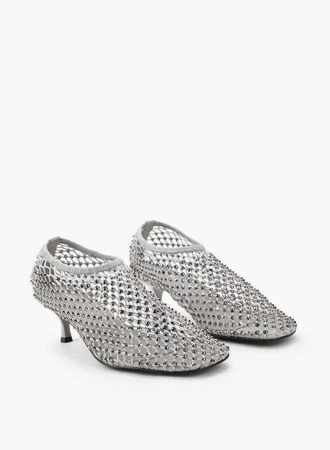 Haadana Haadana Womens Embellished Mesh Occasion Heeled Shoes