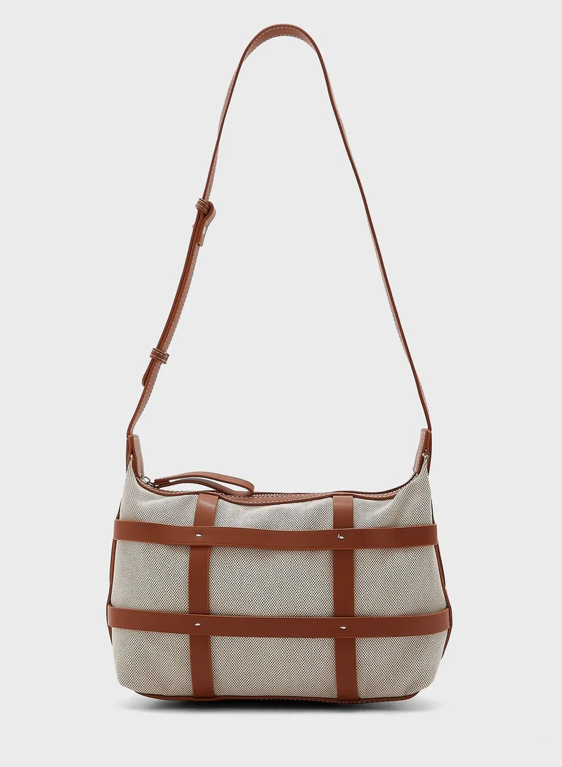 ELLA Canvas Contrast Handbag With Shoulder Strap