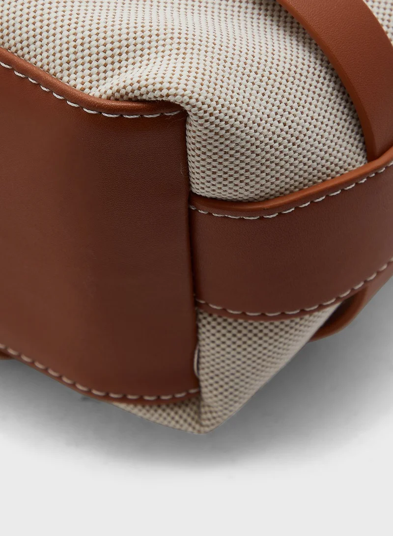 ELLA Canvas Contrast Handbag With Shoulder Strap