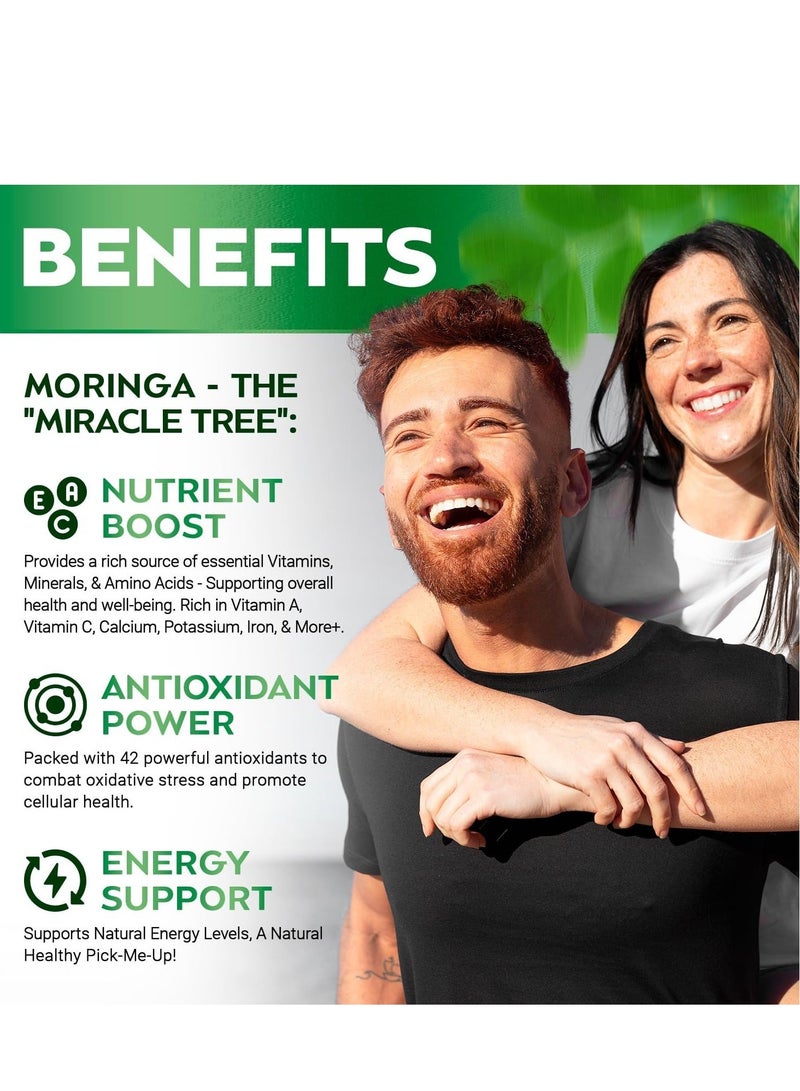 روزابيلا مورينغا كبسولات - مسحوق مورينغا النقي، الطاقة، الجلد، المناعة وصحة الأمعاء سوبر فود، غنية بمضادات الأكسدة، الفيتامينات الأساسية والأحماض الأمينية، مكملات الغذاء الخضراء الطبيعية سوبر فود - 60 العد - Image 2