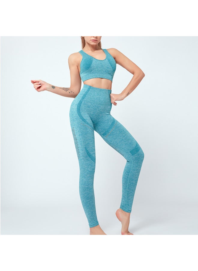 Contrast-Color Back-Enhancing Camisole Bra with Quick-Dry Lifting Yoga Pants Set