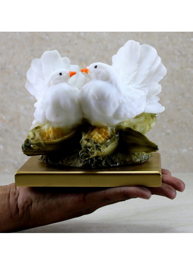 ESPLANADE ESPLANADE Resin Two Love Birds Fantasy Showpiece-6 Inches Height|Love Birds Statue For Goodluck,Gifts,Decorative,White  - Image 5