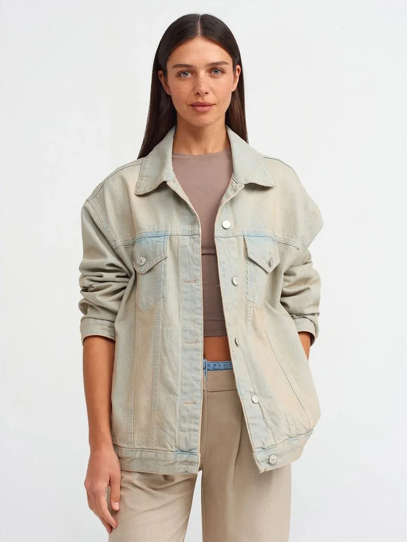 Dilvin DILVIN Oversized Denim Button Jacket