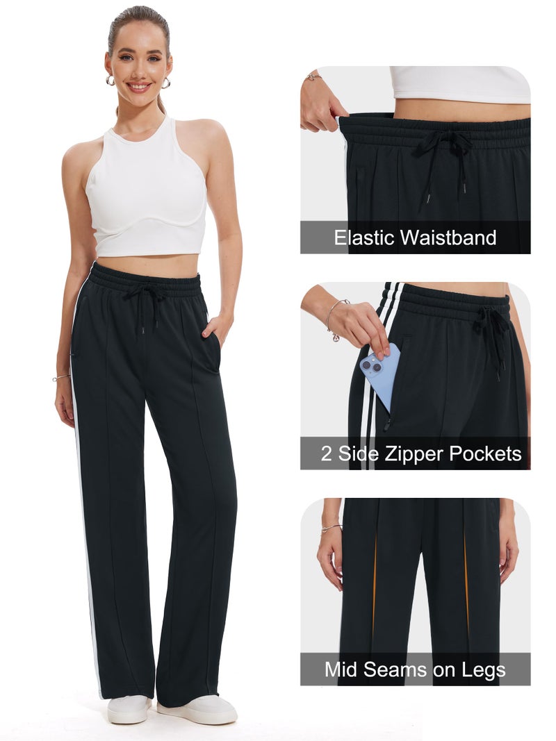 Tapata Women's 34" Inseam Tall Track Pants Loose Straight Leg Jogging Sweatpants Warm-Up Sports Athletic Running, Black, S - Image 4