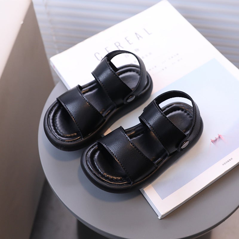 Sandals Children'S Soft-Soled Sandals Leather Comfortable Home Slippers Dual-Use Korean-Style Solid Color Simple - Image 4