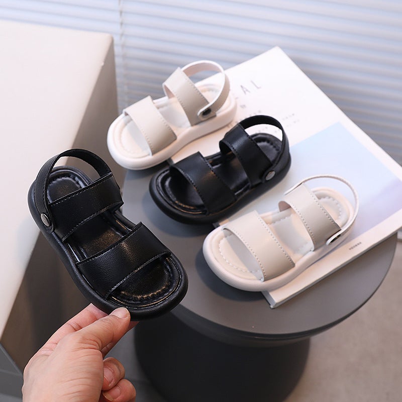 Sandals Children'S Soft-Soled Sandals Leather Comfortable Home Slippers Dual-Use Korean-Style Solid Color Simple - Image 2